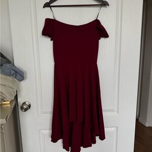 Windsor Off-Shoulder Burgundy High Low Dress
